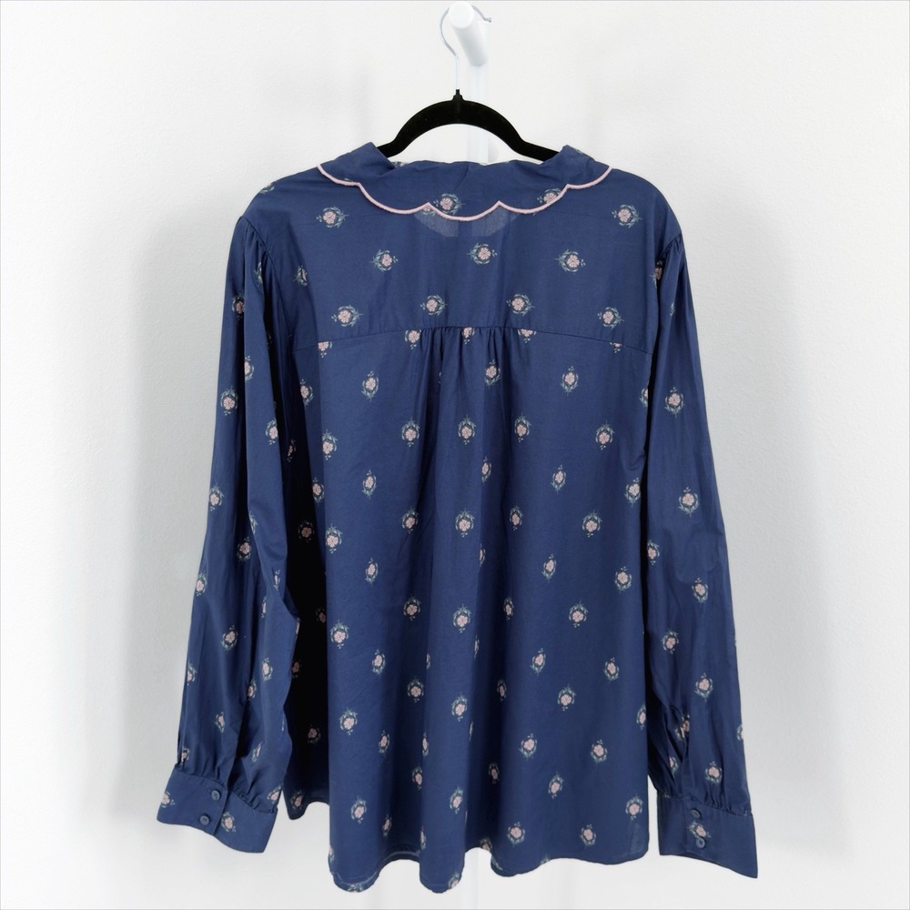 Torrid Belle Isle Top Womens Size 5X Plus Blue Floral Peter Pan Collar Button Up - Picture 6 of 10